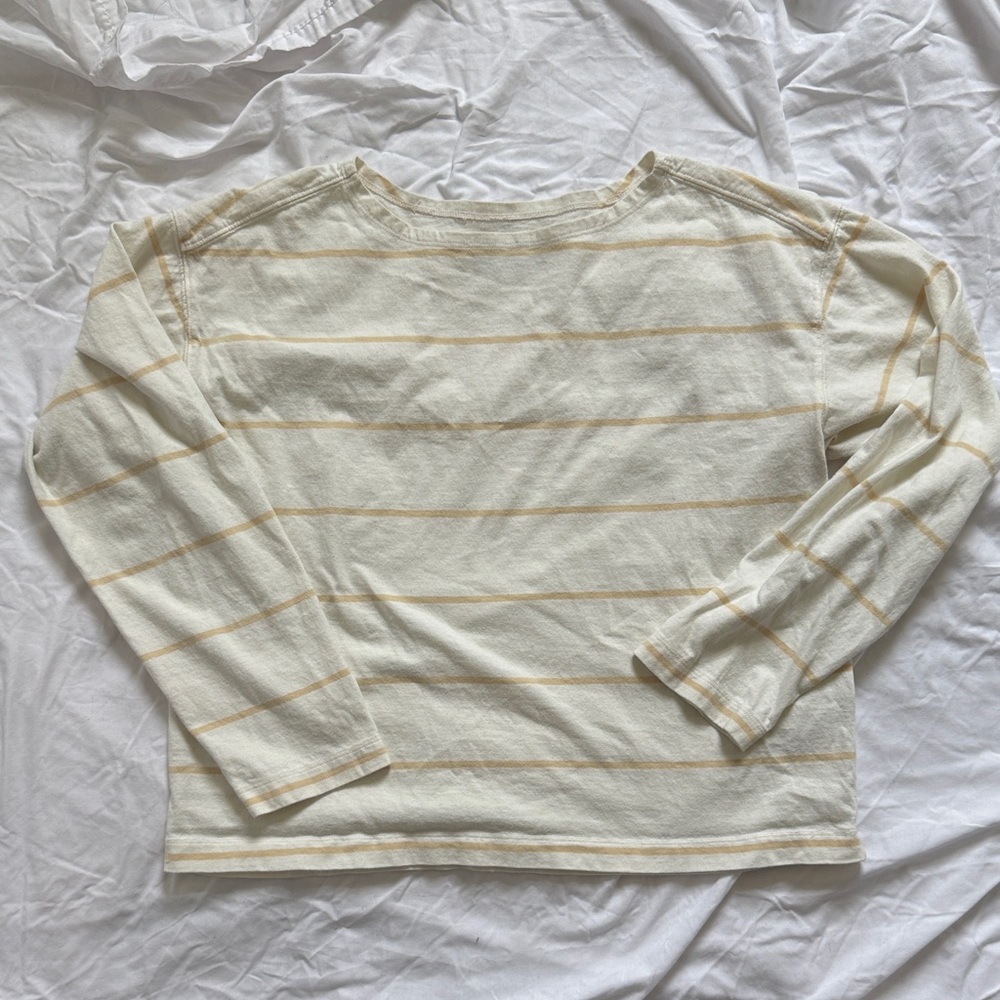 Everlane Cream and Yellow Mariner Striped Top
